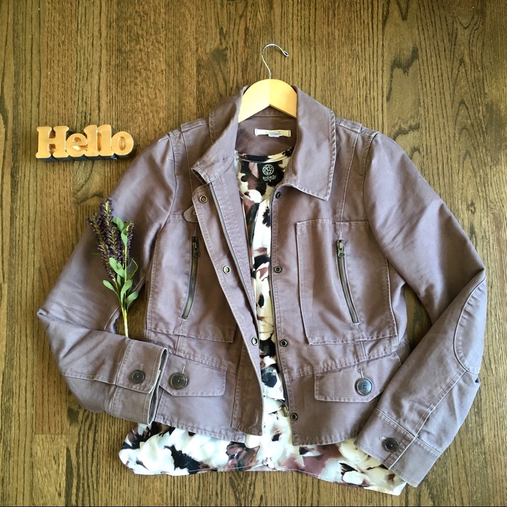 LOFT taupe Moto canvas jacket